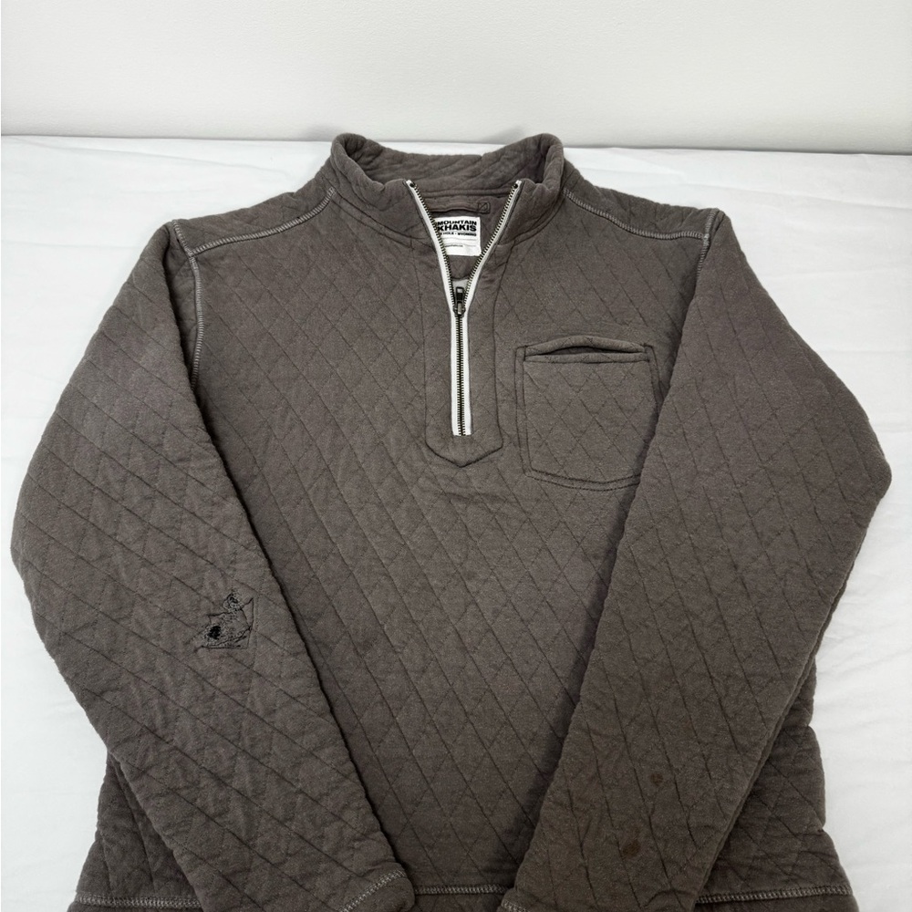 Mountain Khakis Men's Large Grey Quilted Zip-Up Sweater